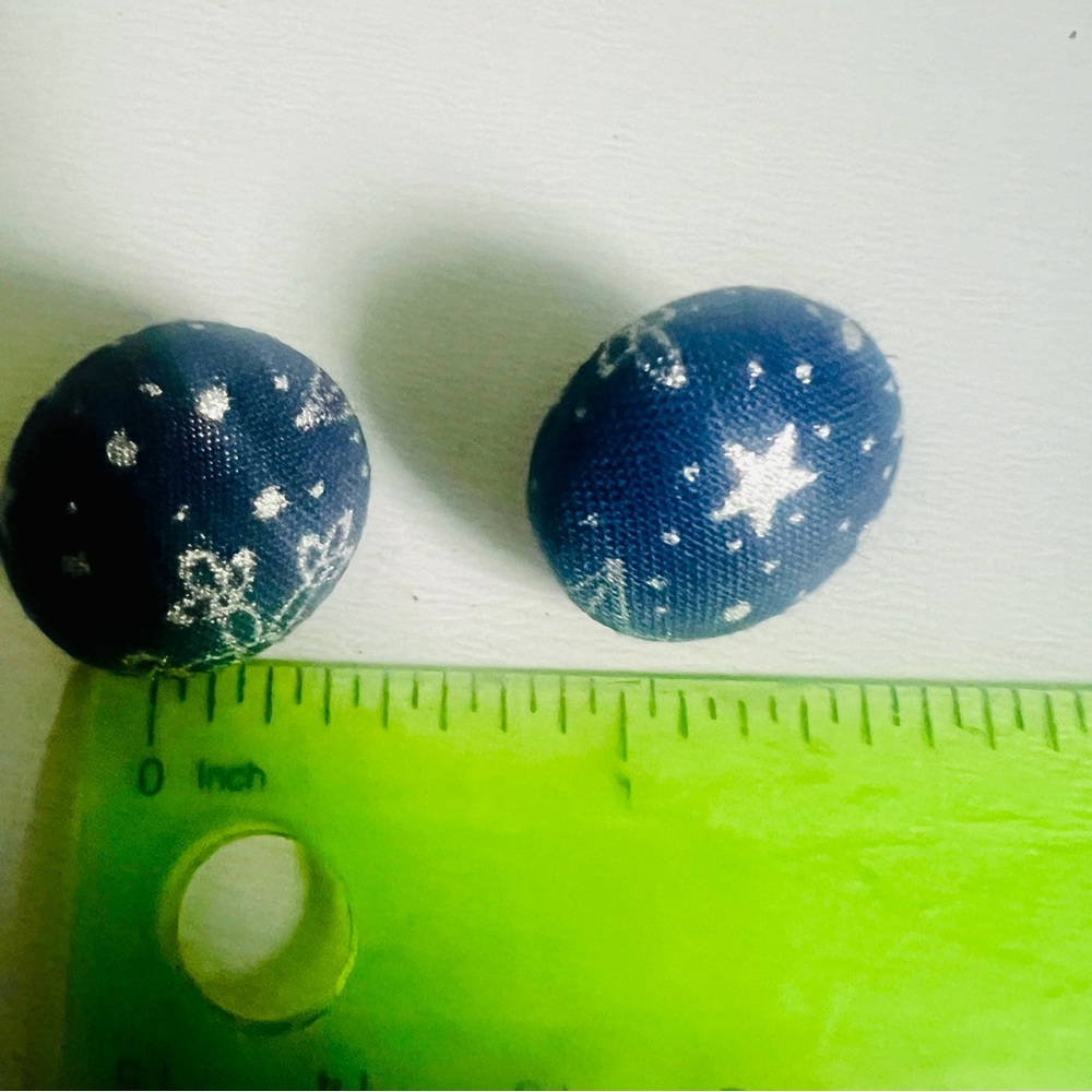 Blue Star Moon Earrings Handcrafted Jewelry Lightweight - Picture 7 of 7